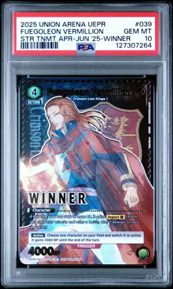2025 Union Arena Winner Fuegoleon Vermillion R UEPR/BCV-1-039 PSA 10 - Image 1