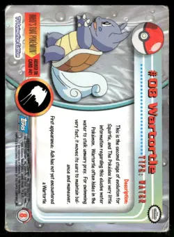 Pokemon Cards Wartortle #8 Topps Trading Cards Series 1 HP *1 - Image 2