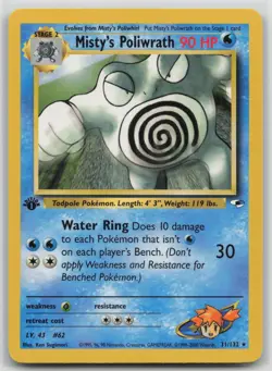 1st Edition Vintage Pokemon Card Misty's Poliwrath Rare Gym Heroes 031/132 VLP - Image 1