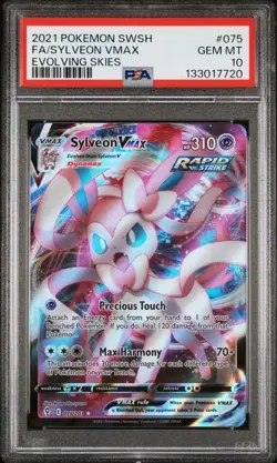 2021 POKEMON SWORD & SHIELD EVOLVING SKIES #075 FULL ART/SYLVEON VMAX PSA 10 - Image 1