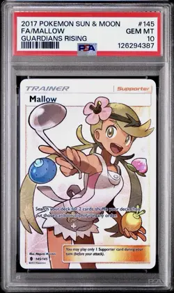 PSA 10 Mallow Full Art 145/145 SM Pokemon Guardians Rising PSA Graded - Image 1