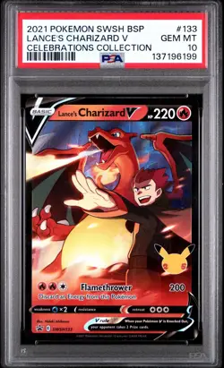 2021 Pokemon SWSH BSP Lance's Charizard V Celebrations Collection PSA GEM MT 10 - Image 1