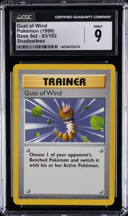 1999 POKEMON BASE SET SHADOWLESS #93/102 GUST OF WIND CGC 9 - Image 1