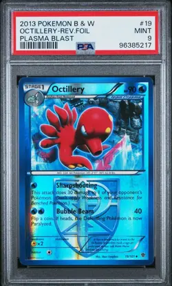 PSA 9 Mint Pokemon Octillery B&W Black White Plasma Blast Reverse Holo Foil #19 - Image 1