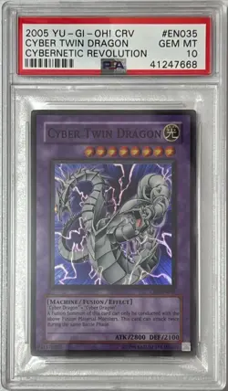 Yu-Gi-Oh! PSA 10 GEM-MT 'Cyber Twin Dragon' CRV-EN035 ~SUPER RARE~ - Image 1