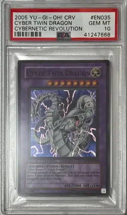 Yu-Gi-Oh! PSA 10 GEM-MT 'Cyber Twin Dragon' CRV-EN035 ~SUPER RARE~ - Image 2