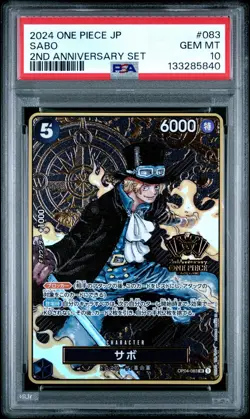 2025 ONE PIECE JP 2ND ANNIVERSARY SET #083 SABO PSA 10 - Image 1