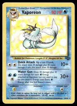 Pokemon Cards Vaporeon 28/64 Jungle WOTC Rare LP - Image 1