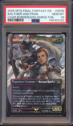 MTG FINAL FANTASY BALTHIER & FRAN CHARACTER BORDERLESS SURGE FOIL #0538 PSA 10! - Image 1