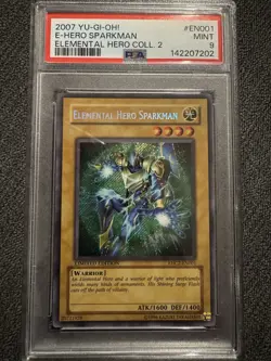 Yu-Gi-Oh PSA 9 Elemental HERO Sparkman EHC2-EN001 Secret Rare Limited - Image 1