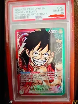 2022 One Piece OP-01 Alternate Art Wave 1 003 Monkey D. Luffy ERRAT PSA 10 CHASE - Image 1