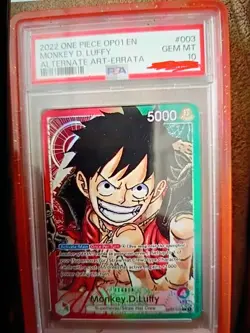 2022 One Piece OP-01 Alternate Art Wave 1 003 Monkey D. Luffy ERRAT PSA 10 CHASE - Image 3