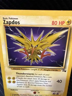 Zapdos 30/62 Fossil Non Holo Rare WOTC 1999 Pokemon Card LP Vintage - Image 2