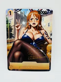 Goddess Story One Piece Nami Bunny Ears DIY Doujin Kawaii Art Holo Card - Image 1