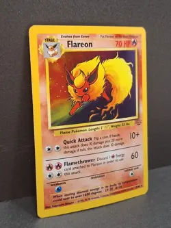 Holo Flareon Pokemon Card 3/64 Jungle Foil 1999 Vintage TCG Himeno WOTC Eevee - Image 1