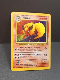 Holo Flareon Pokemon Card 3/64 Jungle Foil 1999 Vintage TCG Himeno WOTC Eevee - Image 4