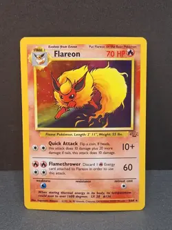 Holo Flareon Pokemon Card 3/64 Jungle Foil 1999 Vintage TCG Himeno WOTC Eevee - Image 5