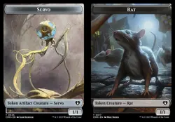 MTG Rat (0017) // Servo (0045) Double-Sided Token NM-Mint Commander Masters - Image 1