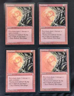 4 x Pyroclasm #214 - Ice Age Playset Magic The Gathering LP/NM See Pics - Image 1