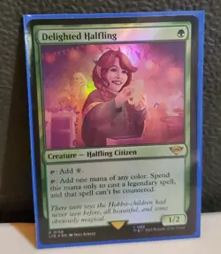 Delighted Halfling MTG The Lord of the Rings: Tales of Middle-earth 0158 Foil NM - Image 1