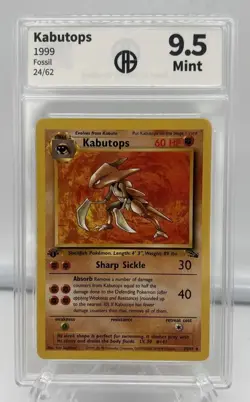 1999 POKEMON FOSSIL KABUTOPS 24/62 1ST EDITION RARE CAG MINT 9.5 GRADED - Image 1