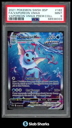 2019 POKEMON BLACK STAR PROMOS #SWSH182 VAPOREON VMAX PREMIUM COLLECTION PSA 9 - Image 1