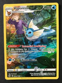 Vaporeon TG02/TG30 Brilliant Stars Trainer Gallery FULL ART HOLO Pokemon Card NM - Image 1