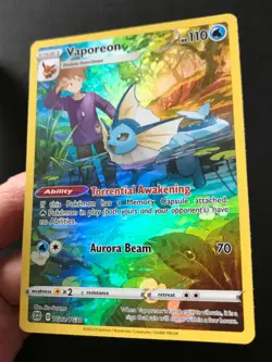 Vaporeon TG02/TG30 Brilliant Stars Trainer Gallery FULL ART HOLO Pokemon Card NM - Image 3