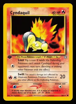 Cyndaquil 56/111 Common 1st Edition Neo Genesis Pokemon Card - Image 1