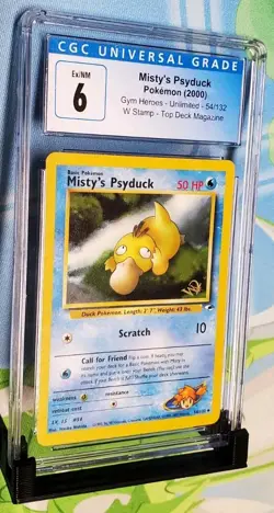 CGC Ex/NM 6 Misty's Psyduck W Stamp Top Deck Magazine Pokemon 54/132 Gym Heroes - Image 1