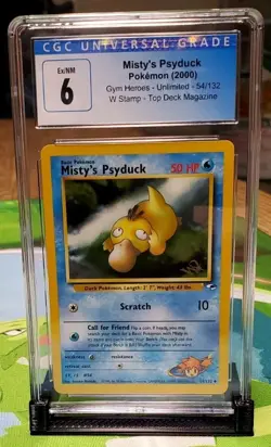 CGC Ex/NM 6 Misty's Psyduck W Stamp Top Deck Magazine Pokemon 54/132 Gym Heroes - Image 2