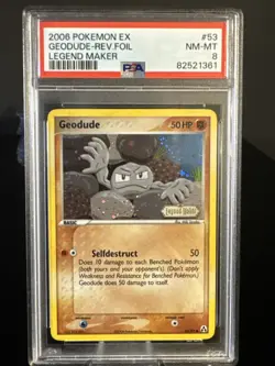 2006 Pokemon EX Legend Maker 53 Geodude Reverse Foil Stamped PSA 8 - Image 1
