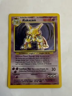 Alakazam 1/102 Base Set Holo Pokemon Card 1999 WOTC LP - Image 1