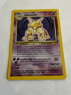 Alakazam 1/102 Base Set Holo Pokemon Card 1999 WOTC LP - Image 2