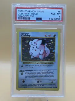 1999 Pokemon Shadowless Base Set Clefairy Holo #5 PSA 8 - Image 1
