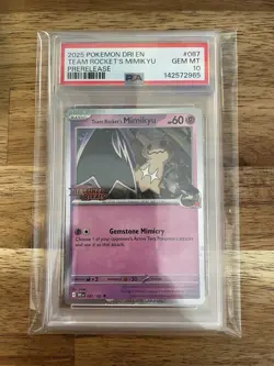2025 Pokemon DRI-EN Destined Rivals #087 Team Rocket’s Mimikyu PRERELEASE PSA 10 - Image 1