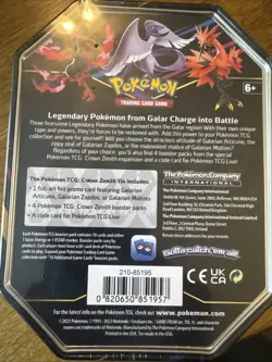 Crown Zenith Tin Galarian Moltres Pokemon TCG 4 Packs and promo *SEALED* - Image 2