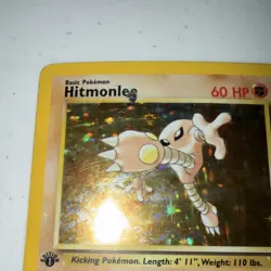 Pokemon Hitmonlee 1st Edition Holo Rare 7/62 Fossil Basic 60hp 1999 surface wear - Image 2