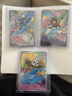 Pokemon TCG Popplio, Litten, Rowlet, Alolan Starters,1st Partner Illustrated Set - Image 1