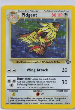 Pidgeot 8/64 Holo Rare Jungle Pokemon Unlimited Holo Moderately Played - Image 1
