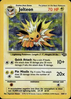 JOLTEON 4/64 HOLO RARE JUNGLE POKEMON UNLIMITED HOLO HP - Image 2