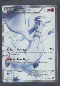 Reshiram 113/114 Rare Ultra Black & White Pokemon Moderately Played - Image 1