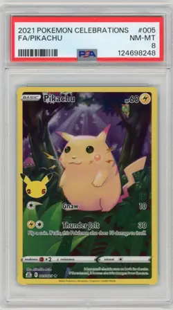 PIKACHU POKEMON CELEBRATIONS #005/025 FULL ART PSA 8 NM-MT - Image 1
