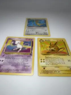 Pokemon Cards Vintage Lot Of 3 HP Dark Dragonite Non Holo Mew Promo Raichu Fossi - Image 4