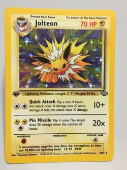 1st Edition Holo Jolteon Card - Ungraded NM - Jungle 4/64 - Wizards WOTC 1999 - Image 1