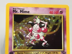 1st Edition Holo Mr. Mime Card - Ungraded NM - Jungle 6/64 - Wizards WOTC 1999 - Image 2