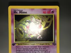 1st Edition Holo Mr. Mime Card - Ungraded NM - Jungle 6/64 - Wizards WOTC 1999 - Image 3