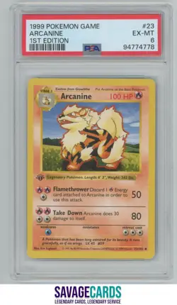 1999 Pokemon Classic - Base Set 1st Edition Arcanine PSA 6 #23/102 - Image 1