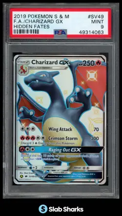 2019 POKEMON SM HIDDEN FATES #SV49/SV94 CHARIZARD GX FULL ART PSA 9 - Image 1