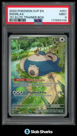 2023 POKEMON SVP EN BLACK STAR PROMOS #051 SNORLAX 151 ELITE TRAINER BOX PSA 9 - Image 1